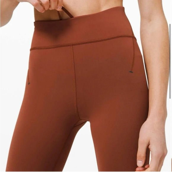 Lululemon Everlux Mesh High Rise Leggings 25" Tight Dark Terracotta Brown Size 4 - Picture 3 of 9